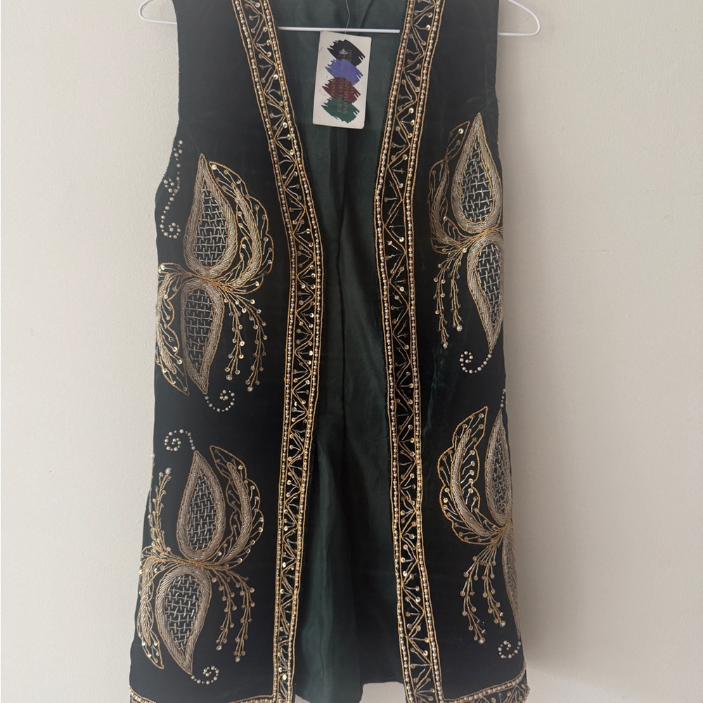 Traditional Embroidered Black and Gold Vest
